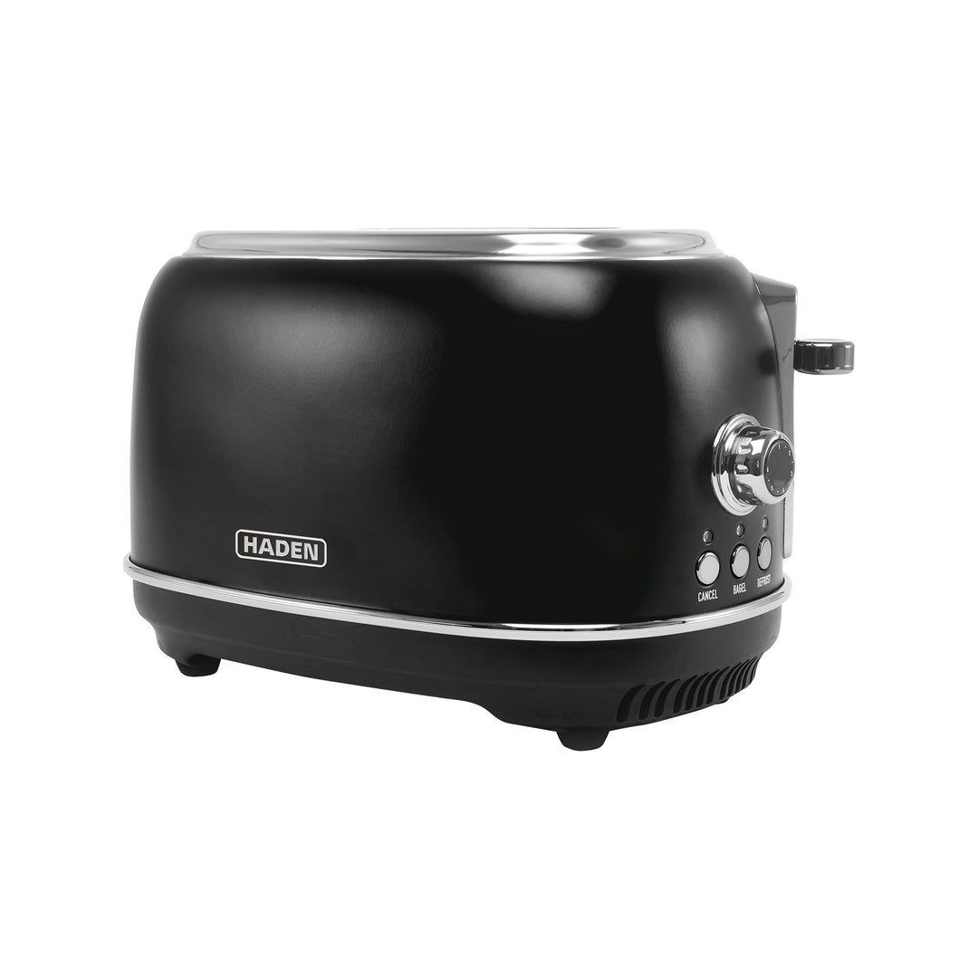 Haden Heritage 2 Slice Wide Slot Toaster w/Crumb Tray, Black/Chrome (Open Box)