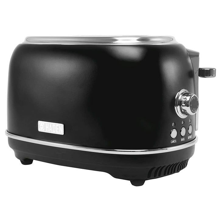 Haden Heritage 2 Slice Wide Slot Toaster w/Crumb Tray, Black/Chrome (Open Box)