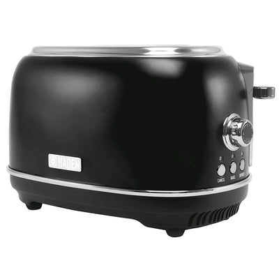 Haden Heritage 2 Slice Wide Slot Toaster with Removable Crumb Tray, Black/Chrome