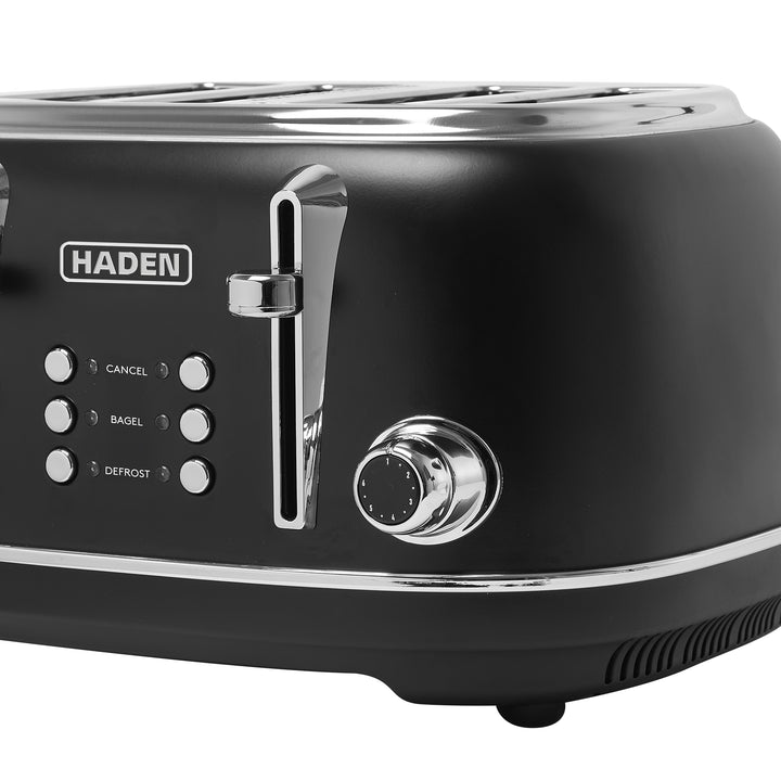 Haden 4 Slice Wide Slot Toaster with Removable Crumb Tray,Black/Chrome(Open Box)