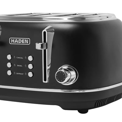 Haden Heritage 4 Slice Slot Toaster w/ Removable Crumb Tray, Black/Chrome(Used) - VMInnovations