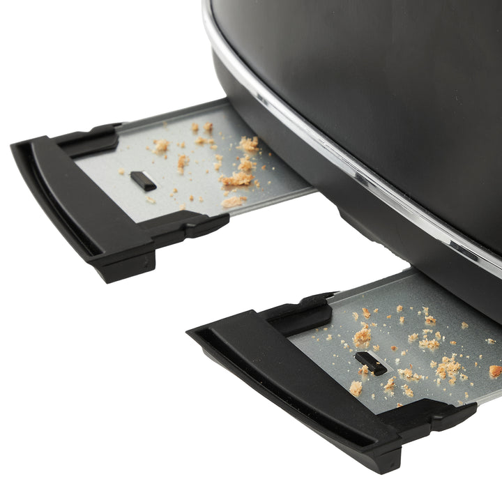 Haden 4 Slice Wide Slot Toaster with Removable Crumb Tray,Black/Chrome(Open Box)