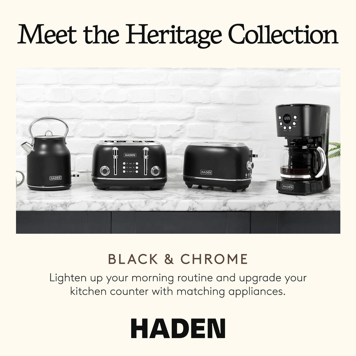 Haden 4 Slice Wide Slot Toaster with Removable Crumb Tray,Black/Chrome(Open Box)