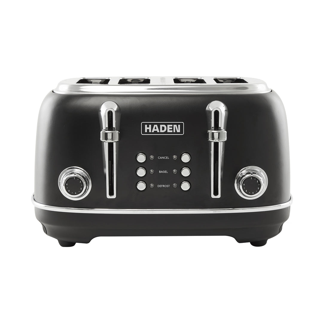 Haden 4 Slice Wide Slot Toaster with Removable Crumb Tray,Black/Chrome(Open Box)