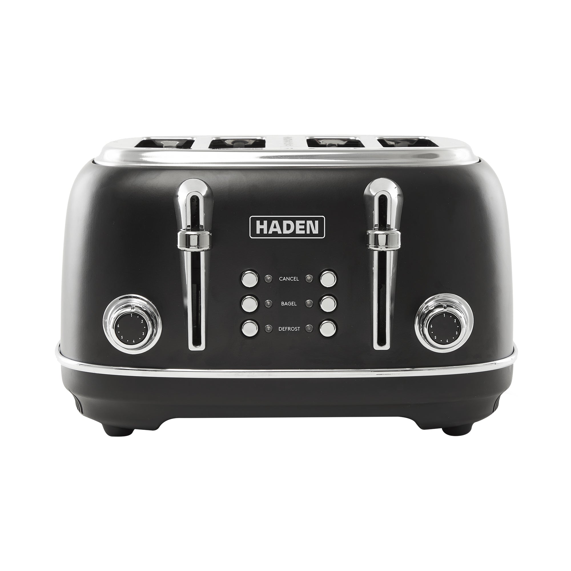Haden 4 Slice Wide Slot Toaster with Removable Crumb Tray,Black/Chrome(Open Box) - VMInnovations