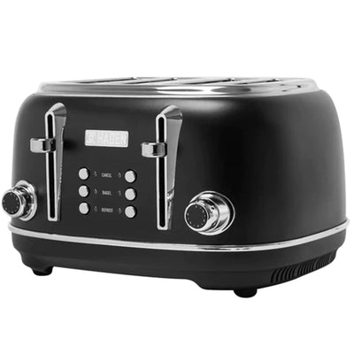 Haden Heritage 4 Slice Wide Slot Toaster with Removable Crumb Tray, Black/Chrome
