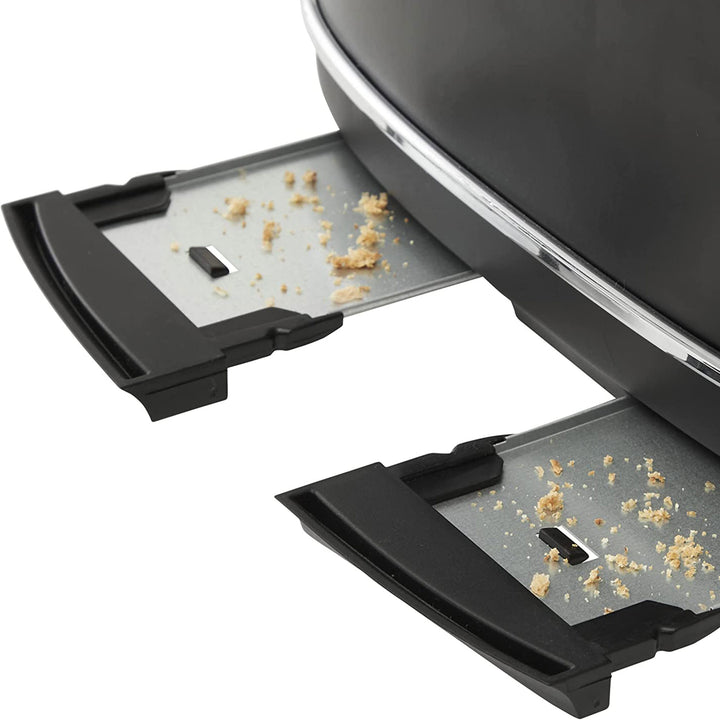 Haden 4 Slice Wide Slot Toaster with Removable Crumb Tray,Black/Chrome(Open Box)