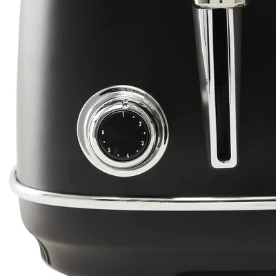 Haden Heritage 4 Slice Wide Slot Stainless Steel Toaster, Black & Chrome