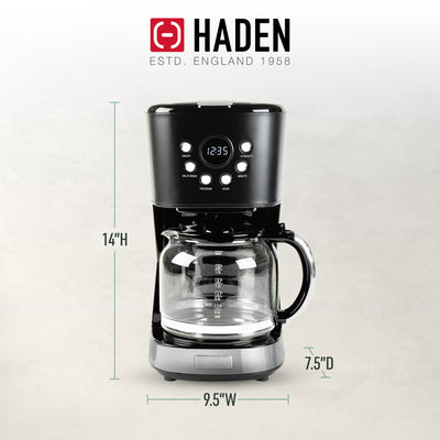 Haden Heritage 12 Cup Programmable Retro Coffee Maker Machine,Black/Chrome(Used) - VMInnovations