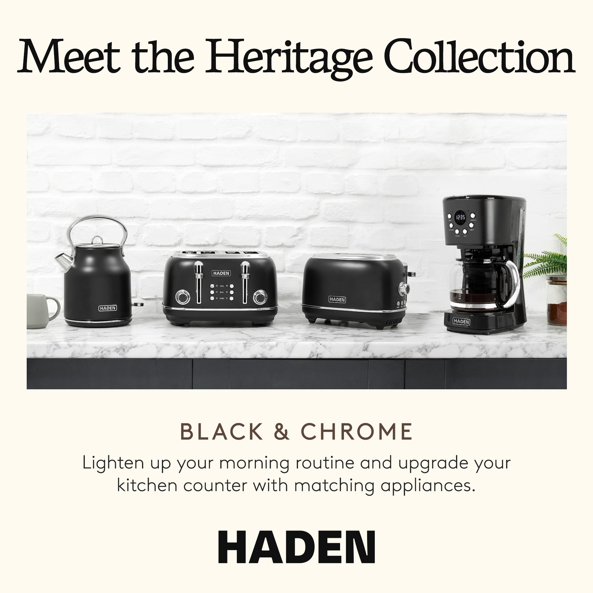 Haden Coffee Machine, 12 Cup Programmable Drip Coffee Maker, Black & Chrome - VMInnovations