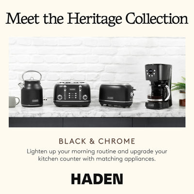 Haden Coffee Machine, 12 Cup Programmable Drip Coffee Maker, Black & Chrome - VMInnovations