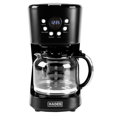 Haden Heritage 12 Cup Retro Coffee Maker Machine, Black/Chrome (Open Box)