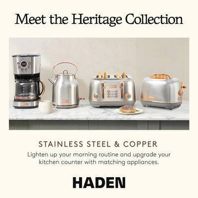 Haden Heritage 1.7L Stainless Steel Retro Electric Kettle, Steel/Copper(OpenBox)