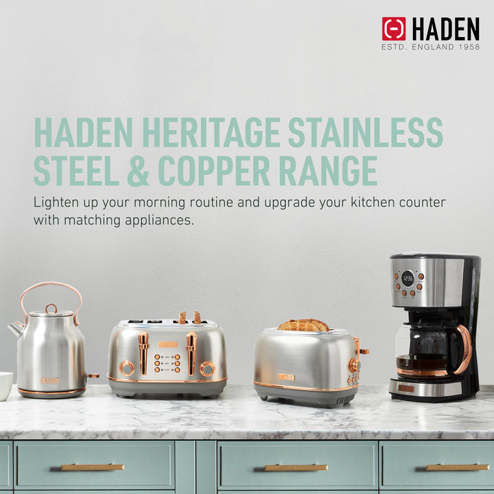 Haden Heritage 1.7L Stainless Steel Retro Electric Kettle, Steel/Copper (Used)