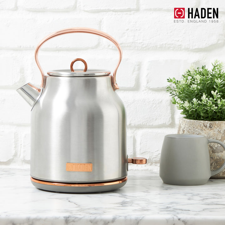 Haden Heritage 1.7L Stainless Steel Retro Electric Kettle, Steel/Copper (Used)