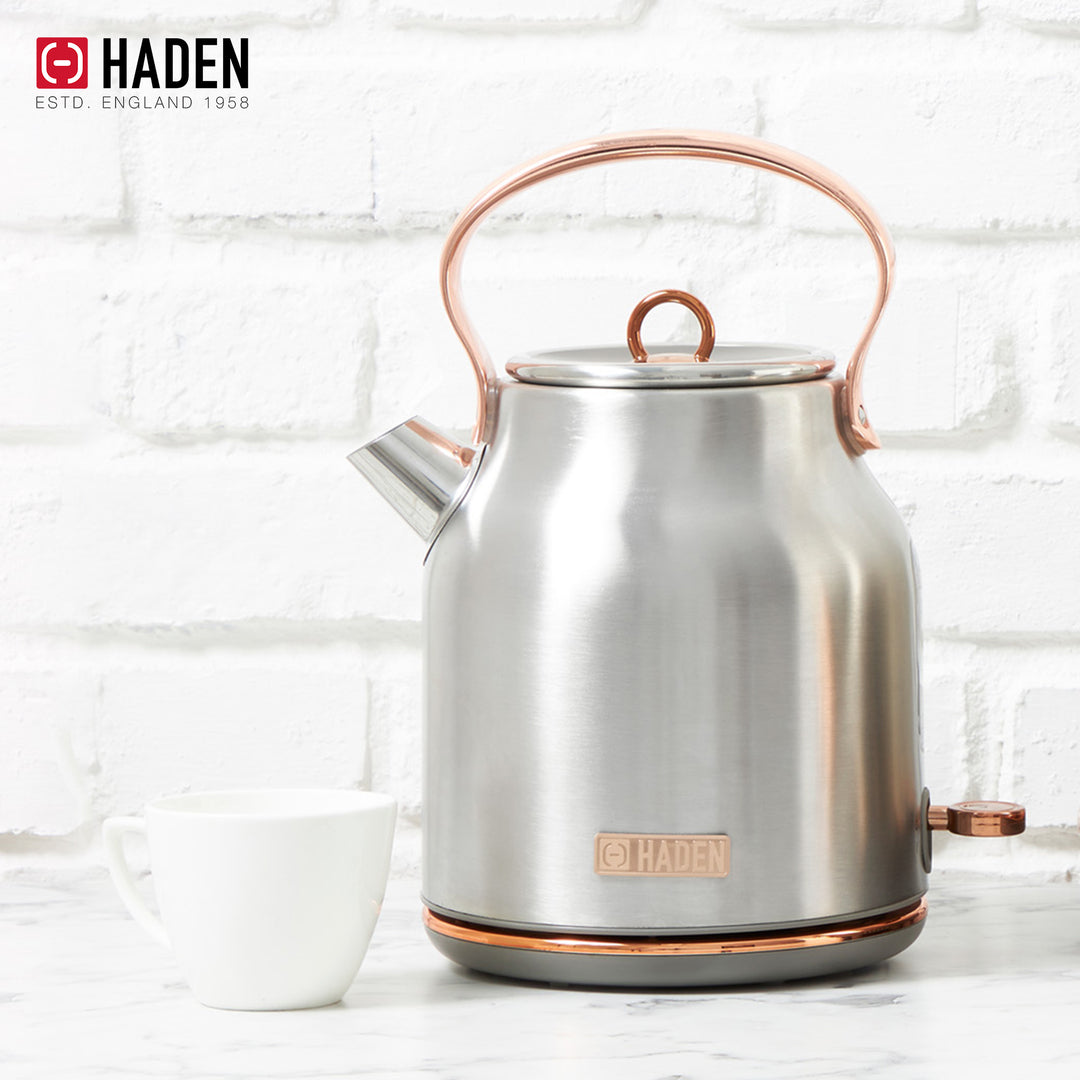 Haden Heritage 1.7L Stainless Steel Retro Electric Kettle, Steel/Copper (Used)