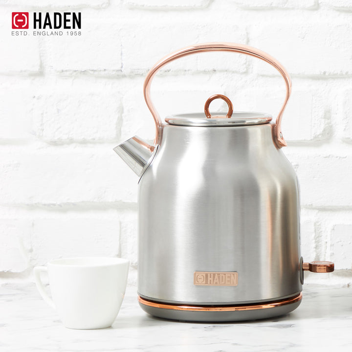 Haden Heritage 1.7L Stainless Steel Retro Electric Kettle, Steel/Copper (Used)
