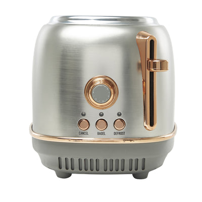 Haden 2 Slice Wide Slot Toaster w/Removable Crumb Tray, Steel/Copper(Open Box) - VMInnovations
