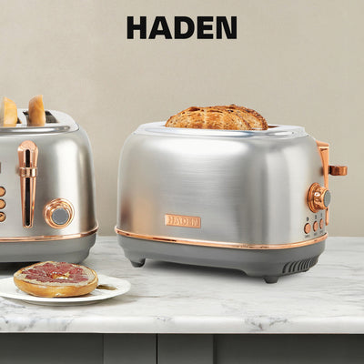 Haden 2 Slice Wide Slot Toaster w/Removable Crumb Tray, Steel/Copper(Open Box) - VMInnovations