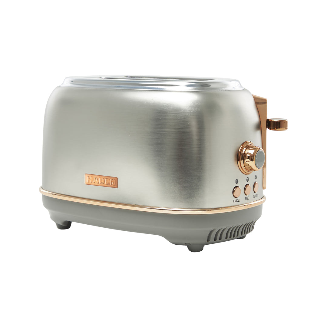Haden Heritage 2 Slice Wide Slot Stainless Steel Toaster, Steel & Copper