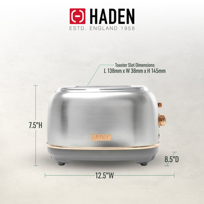 Haden 2 Slice Wide Slot Toaster w/Removable Crumb Tray, Steel/Copper(Open Box)