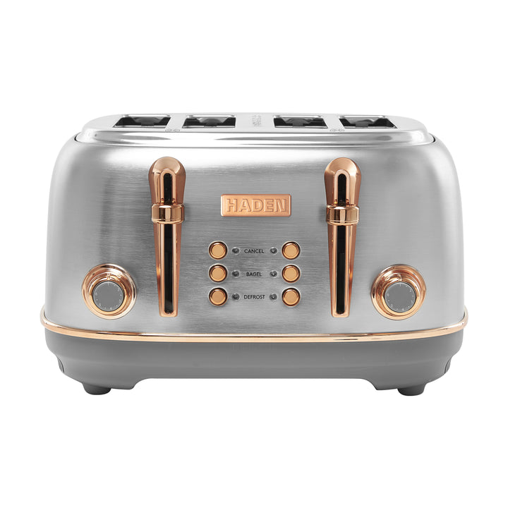 Haden Heritage 4 Slice Wide Slot Stainless Steel Toaster, Steel/Copper(Open Box)