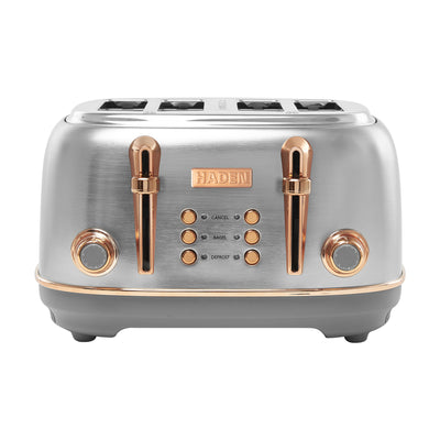 Haden Heritage 4 Slice Wide Slot Toaster with Crumb Tray, Steel/Copper (Used) - VMInnovations