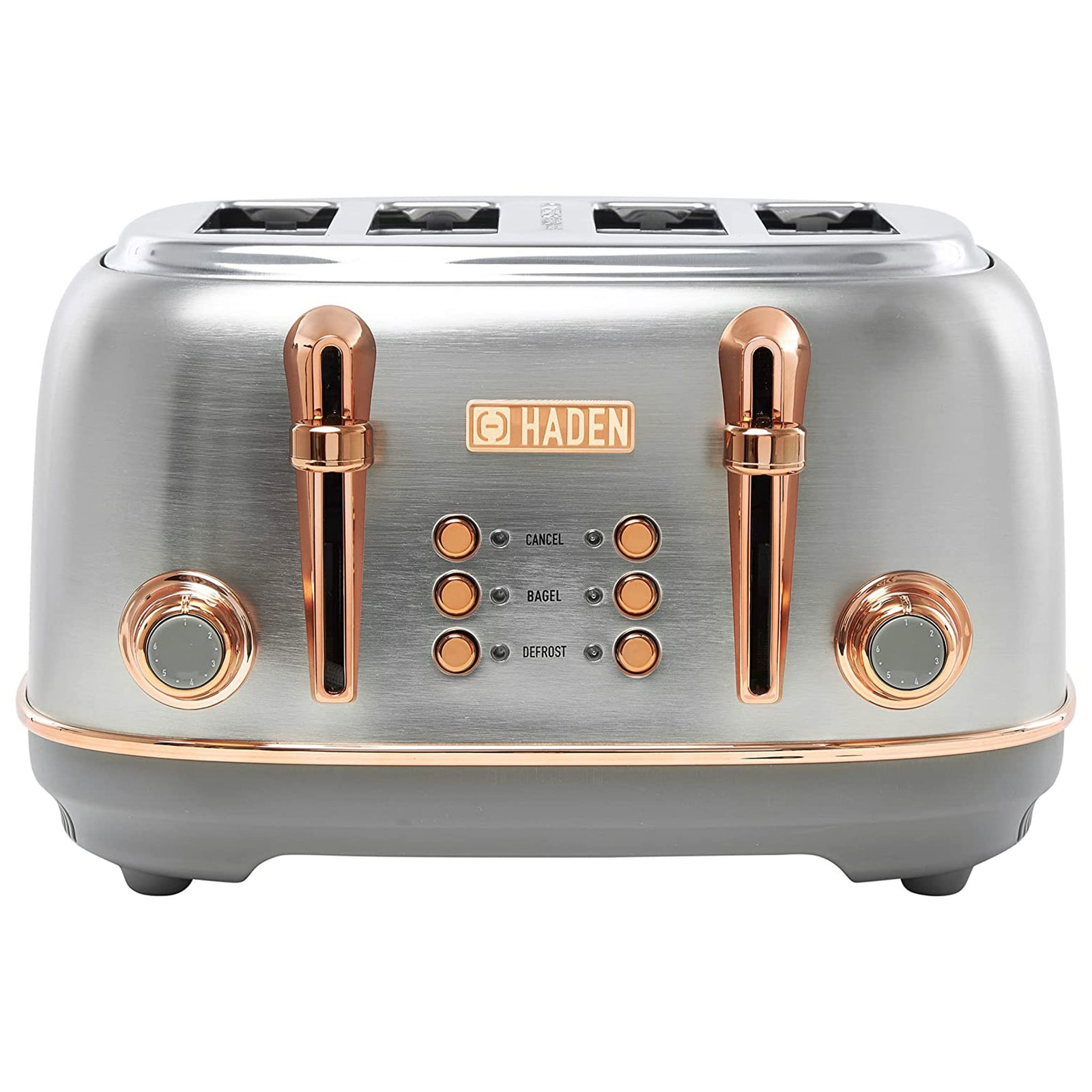 Haden Heritage 4 Slice Wide Slot Toaster with Crumb Tray, Steel/Copper (Used) - VMInnovations