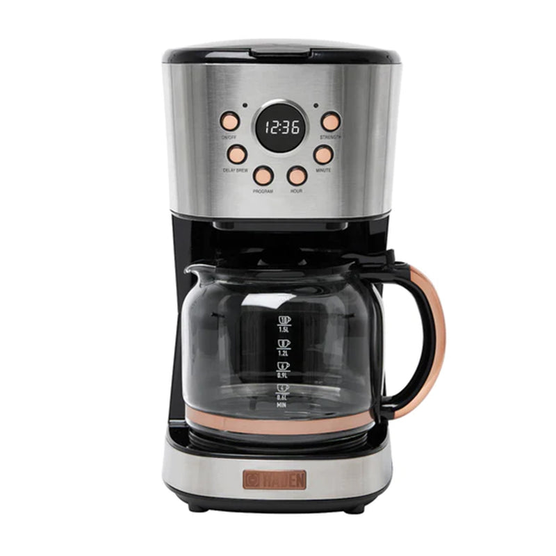 Haden Heritage 12 Cup Programmable Retro Coffee Maker, Steel/Copper (Open Box)