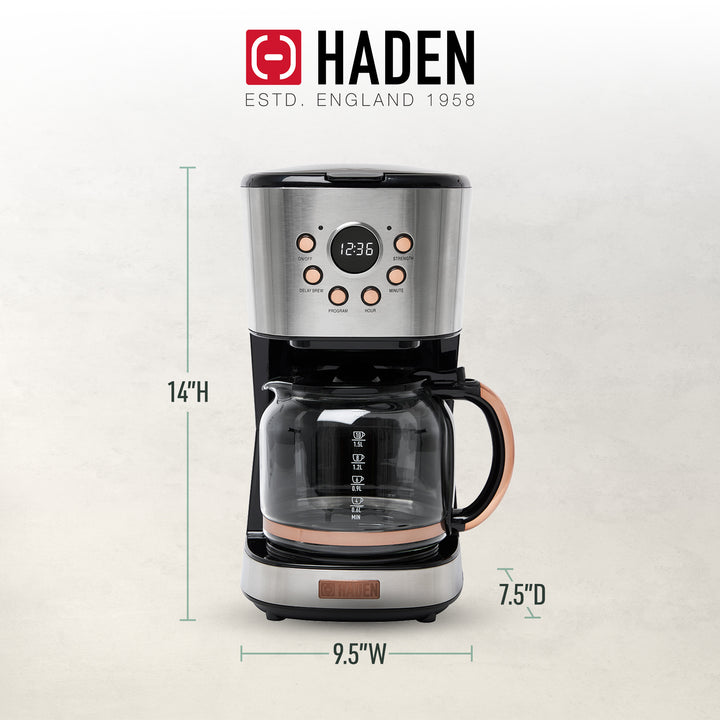 Haden Heritage 12 Cup Retro Coffee Maker Machine, Steel/Copper (Used) - VMInnovations