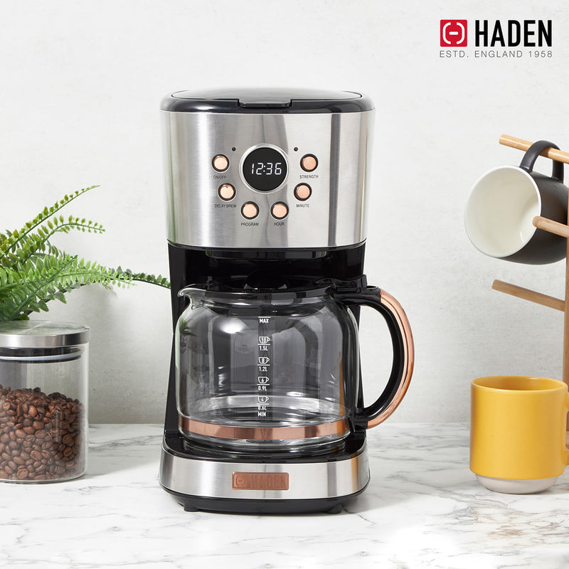 Haden Heritage 12 Cup Retro Coffee Maker Machine, Steel/Copper (Used)