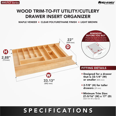 Rev-A-Shelf Trim to Fit Shallow Drawer Organizer, 33.13" x 22", 4WUTCT-36-1 - VMInnovations