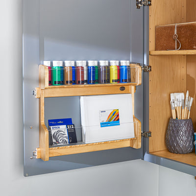 Rev-A-Shelf 4VR-24-1 2 Tier 24 In Door Mount Vanity Storage Rack, Natural Maple