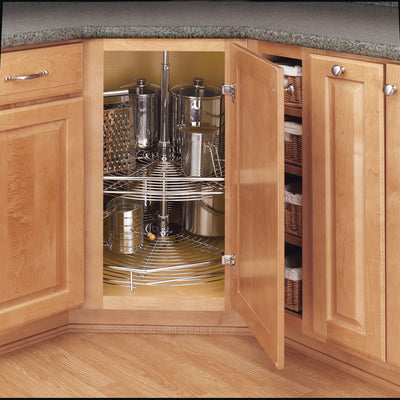 Rev-A-Shelf 32" Lazy Susan D-Shaped for Corner Cabinet Two-Tier, Steel, 527-32 - VMInnovations