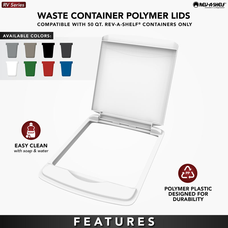 Rev-A-Shelf 50 Qt Trash Can Replacement Lid, Green (Lid Only) RV-50-LID-G-1-40