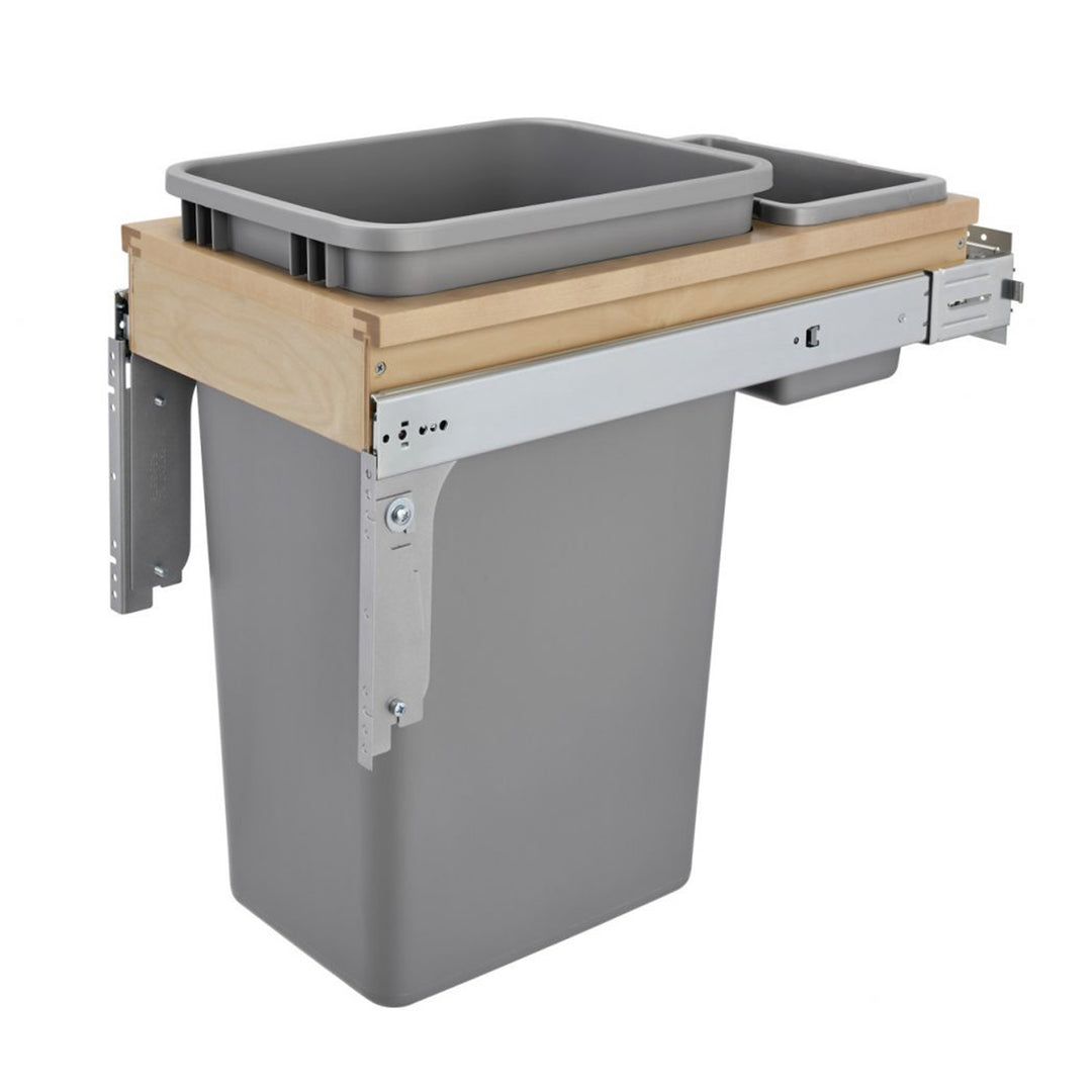 Rev-A-Shelf Pullout Top Mount Trash Can w/ Soft-close, 50 qt., 4WTCM-1550BBSCDM-1
