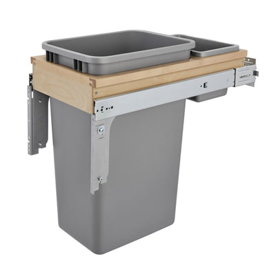 Rev-A-Shelf Pullout Top Mount Trash Can w/ Soft-close, 50 qt.,4WTCM-1550BBSCDM-1