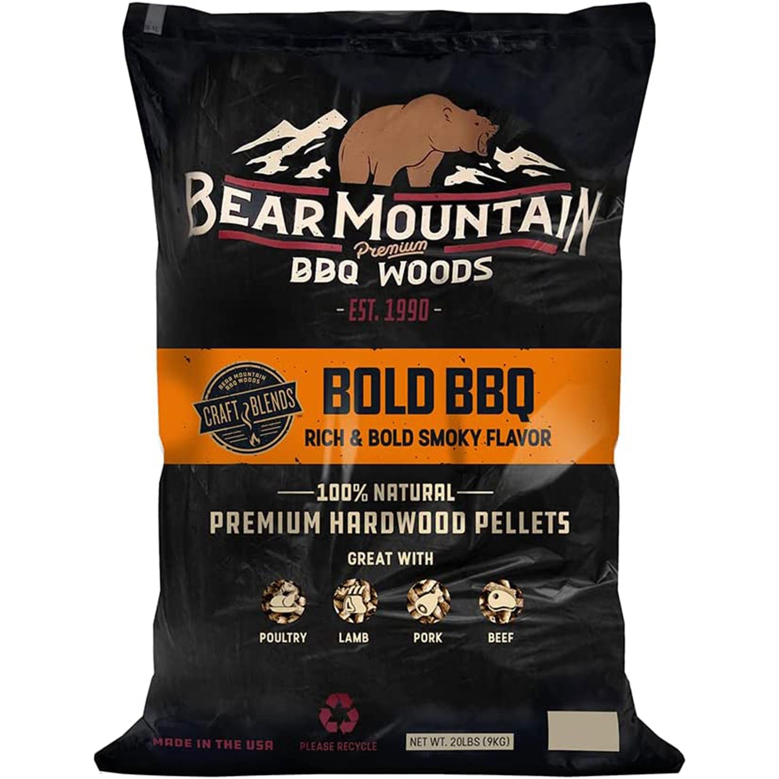 Bear Mountain BBQ Hardwood Bold Craft Blends Grill Smoker Pellets, 20 Pounds - VMInnovations