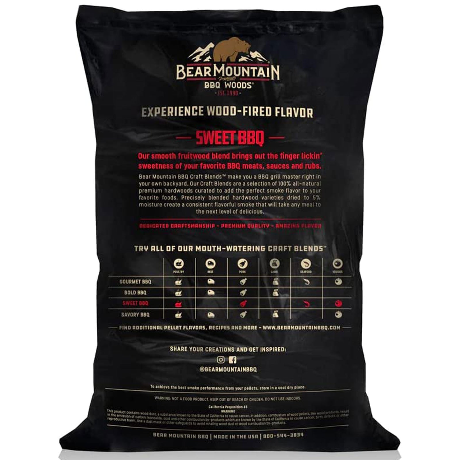 Bear Mountain BBQ Hardwood Sweet Craft Blends Grill Smoker Pellets, 20 Pounds - VMInnovations