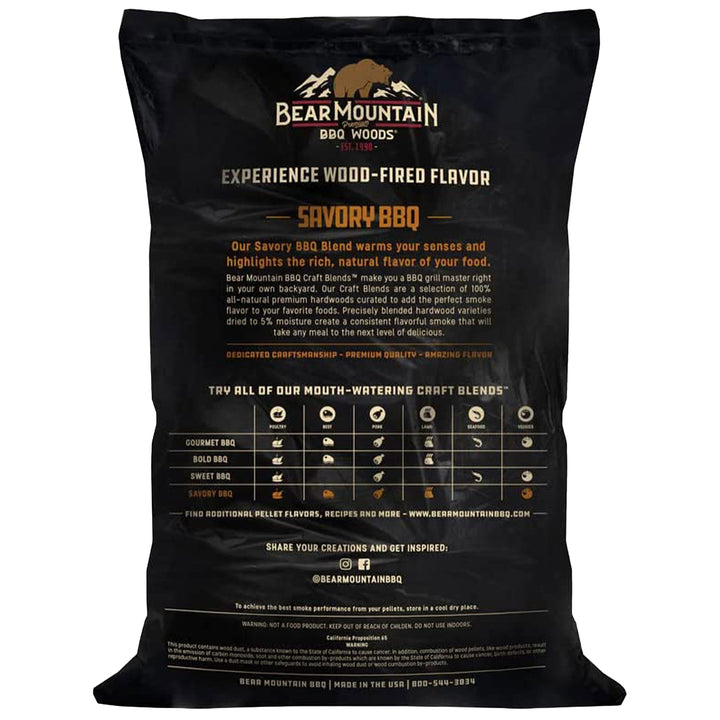 Bear Mountain BBQ Hardwood Savory Craft Blends Grill Smoker Pellets, 20 Pounds - VMInnovations