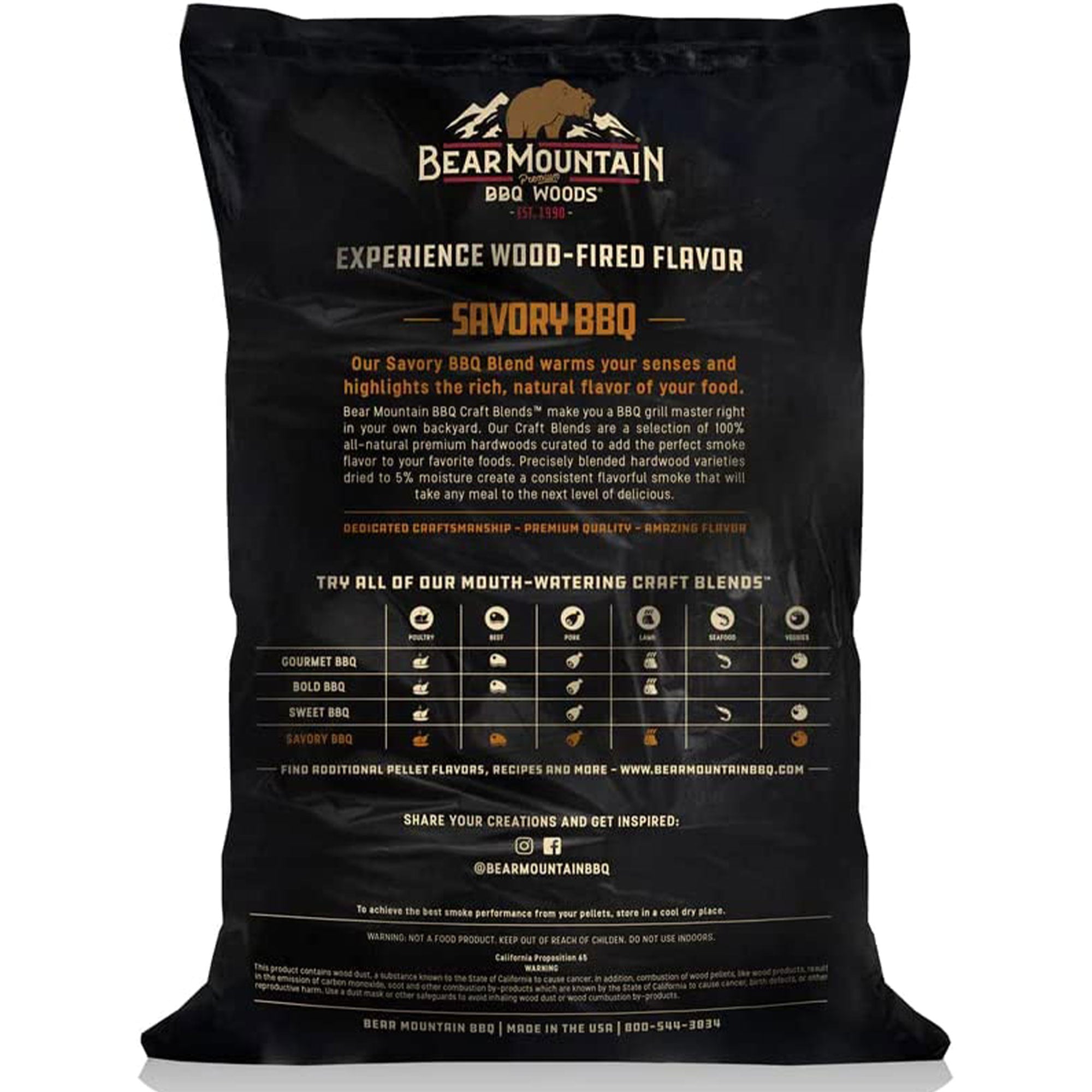 Bear Mountain BBQ Hardwood Savory Craft Blends Grill Smoker Pellets, 20 Pounds - VMInnovations