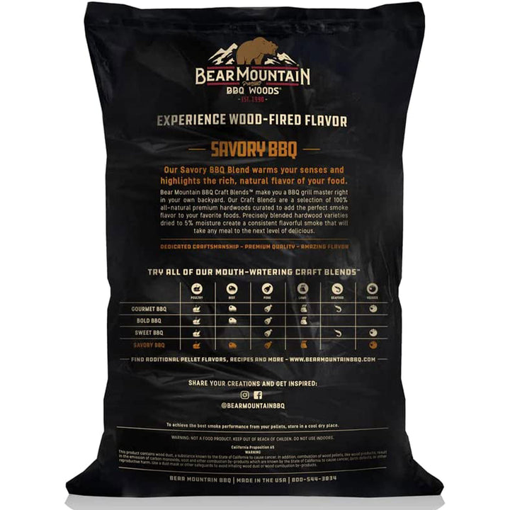 Bear Mountain BBQ Hardwood Savory Craft Blends Grill Smoker Pellets, 20 Pounds