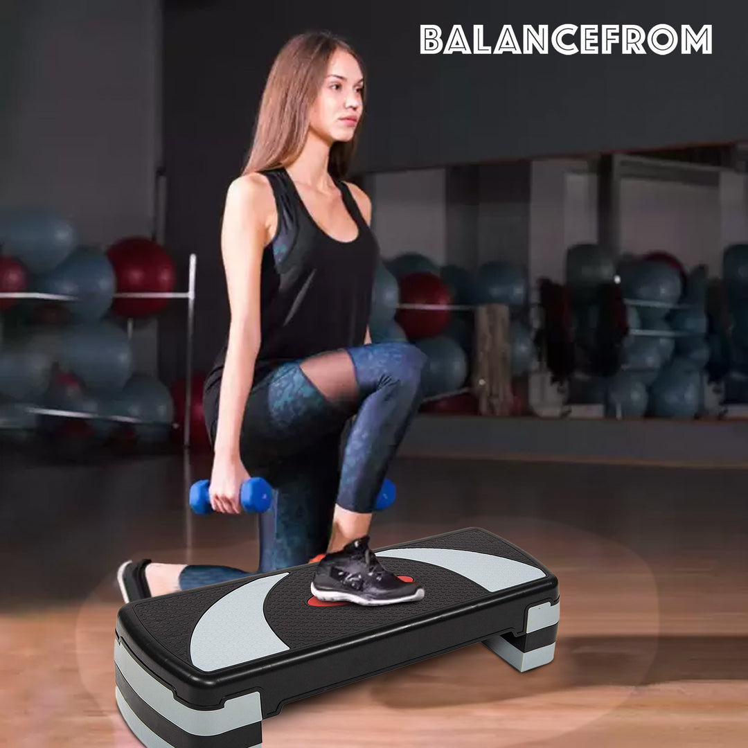 BalanceFrom Adjustable Workout Aerobic Step Platform Trainer, Gray/Black (Used)