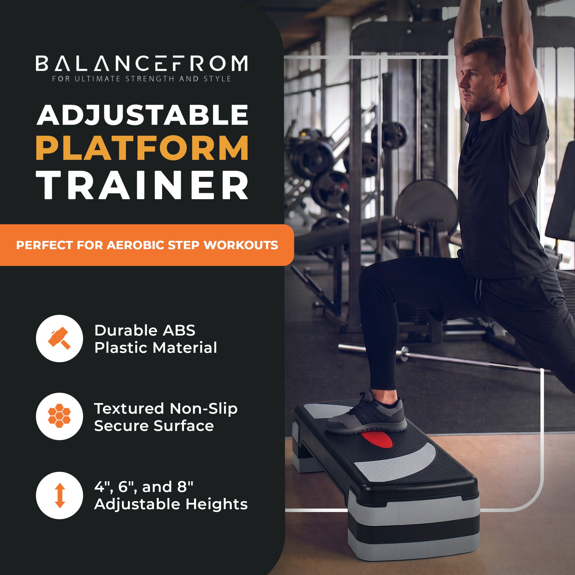 BalanceFrom Adjustable Workout Aerobic StepPlatform Trainer Gray/Black(Open Box) - VMInnovations