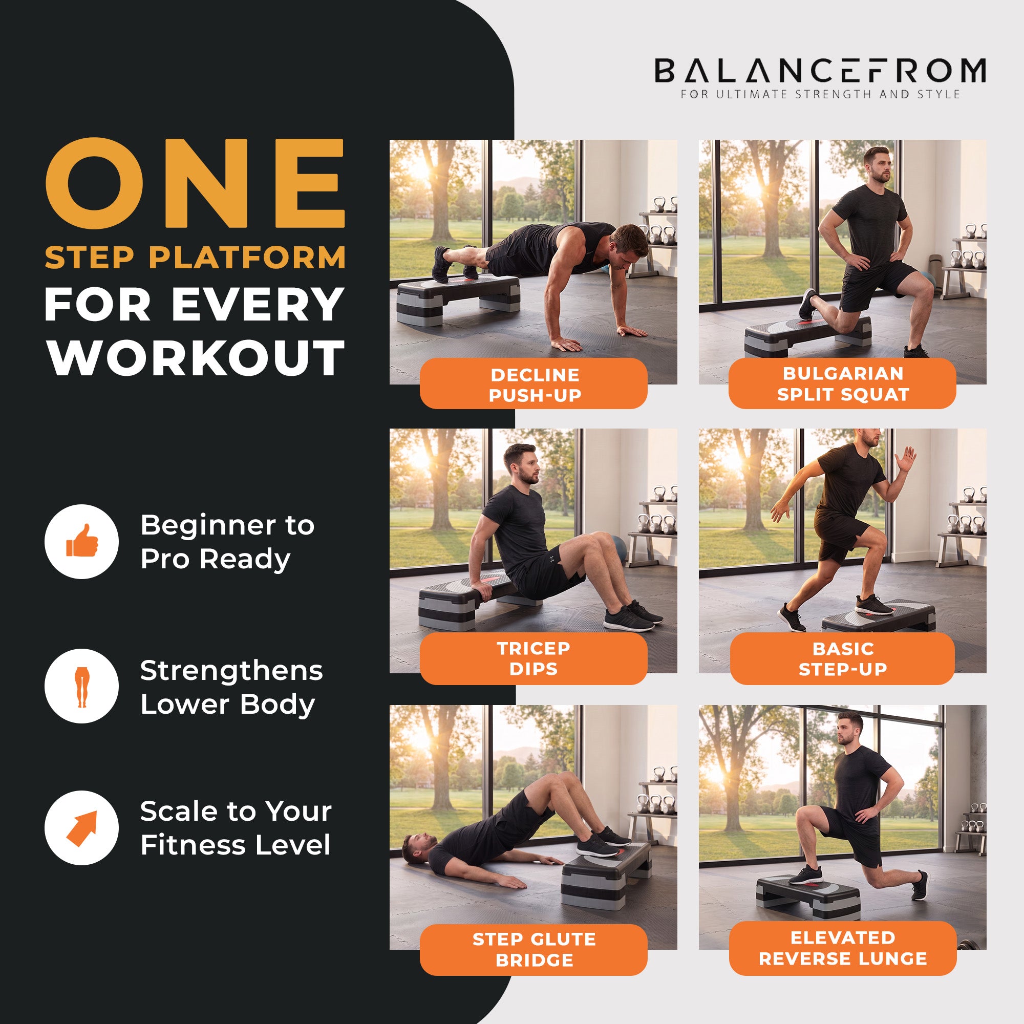 BalanceFrom Adjustable Workout Aerobic StepPlatform Trainer Gray/Black(Open Box) - VMInnovations