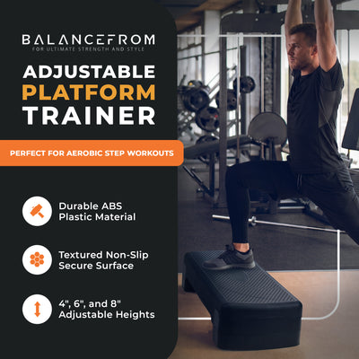 BalanceFrom Fitness Adjustable Workout Aerobic Step Platform Trainer w/Raisers