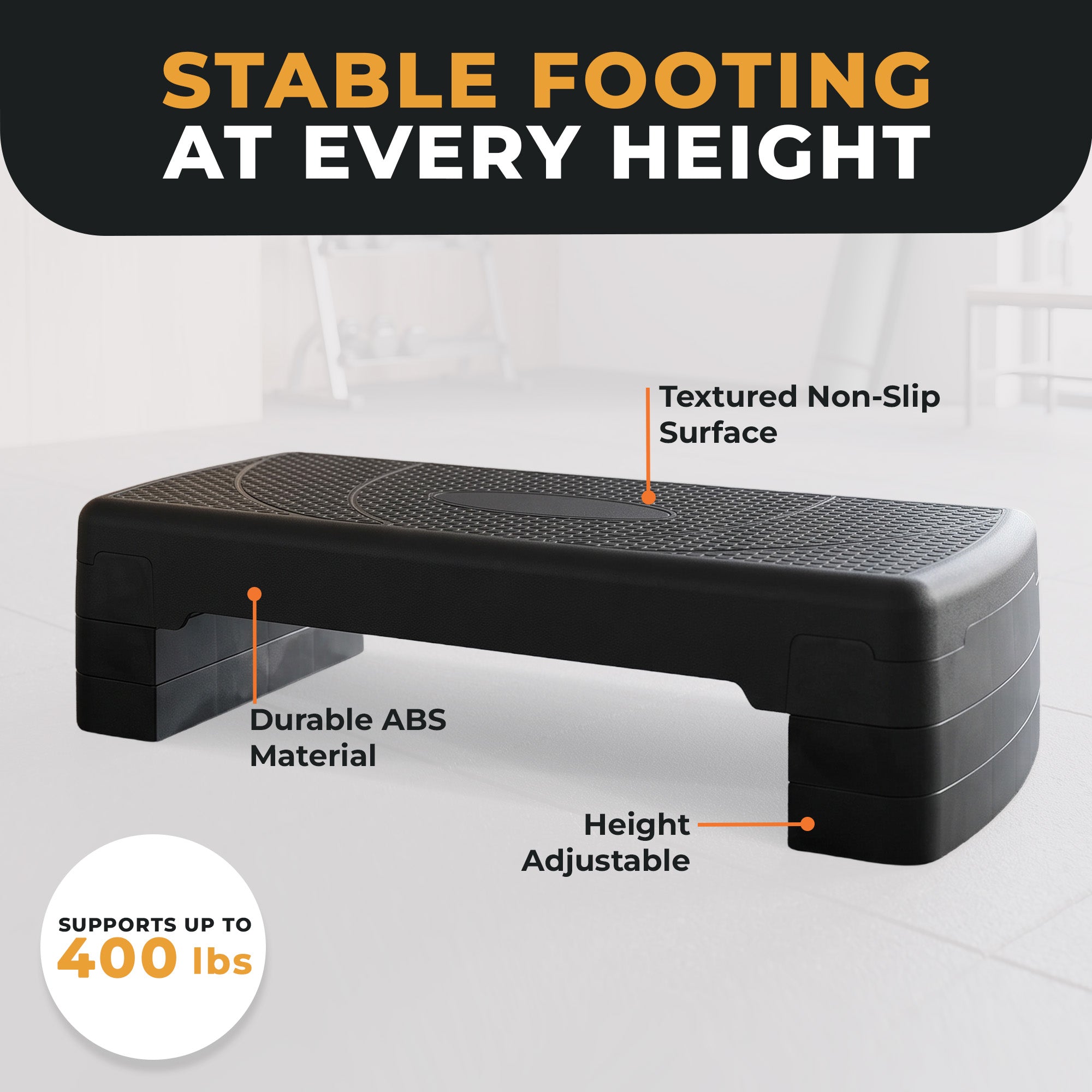 BalanceFrom Fitness Adjustable Workout Aerobic Step Platform Trainer w/Raisers