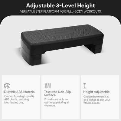 BalanceFrom Fitness Adjustable Workout Step Platform Trainer w/Raisers(Open Box) - VMInnovations