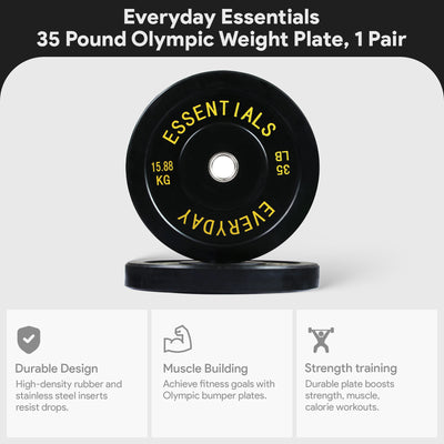 BalanceFrom Everyday Essentials 35 Pound Olympic Weight Plate, 1 Pair, Black