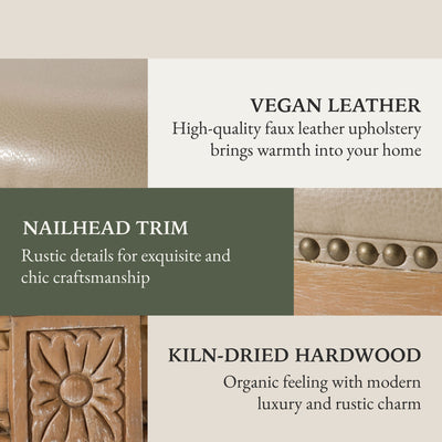 Maven Lane Pullman Weathered Oak Finish w/ Avanti Bone Vegan Leather (Open Box) - VMInnovations